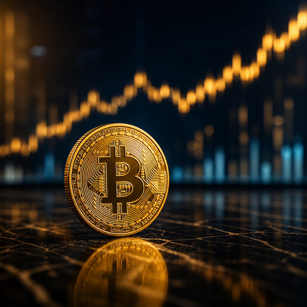 Golden Bitcoin on reflective surface for Bitcoin Price Outlook 2026